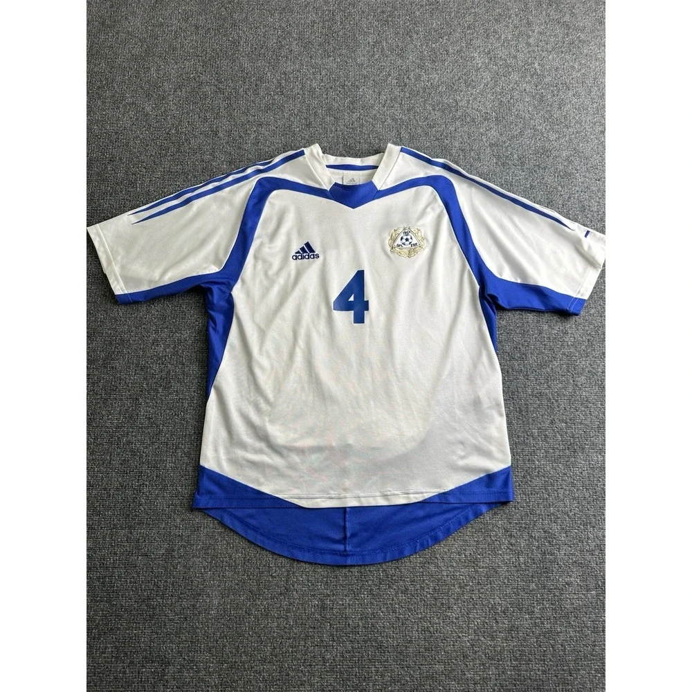 Mens Adidas Finland Sami Hyypiä #4 Home Soccer Jersey 2004, Size M